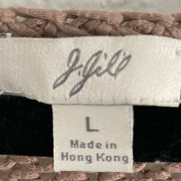 J.JILL XL Mocha Open Knit V Neck Long Sleeve Sweater 100% Cotton - Picture 4 of 7